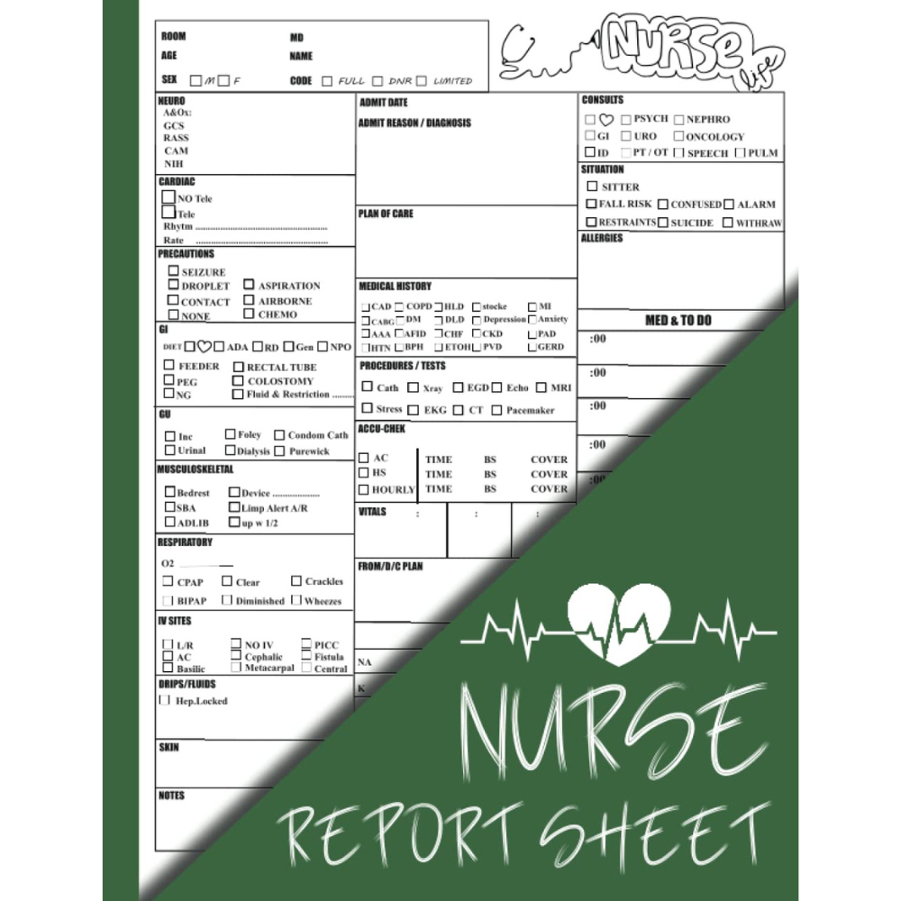 nurse report sheet for 6 patients